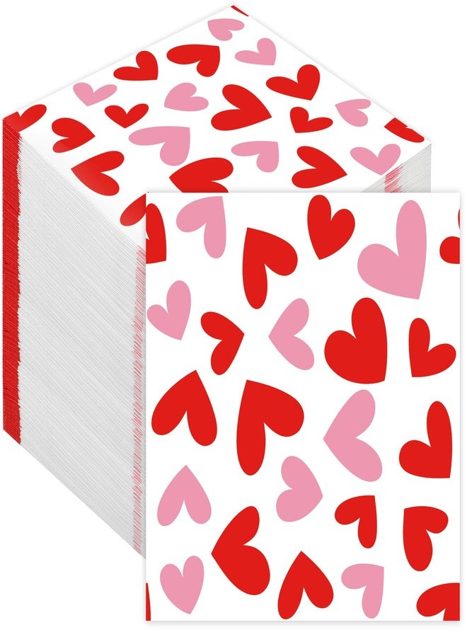 peony man 100 PCS Valentines Day Cocktail Napkins 5'' x 5'' Love Heart Disposable Paper Napkins 3 Ply Red Pink Heart Beverage Napkin for Valentines Wedding Anniversary Birthday Party Supplies Dinner Table Decor - Image 1